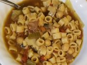 A picture of chicken bone soup