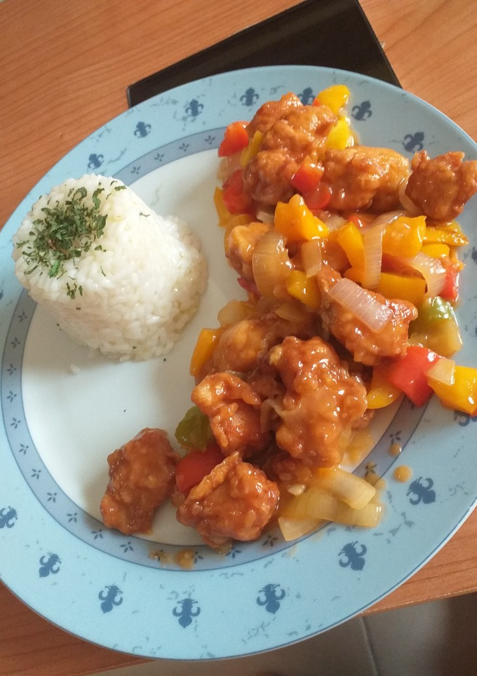 Una foto de Pollo agridulce al estilo wok 🤗
