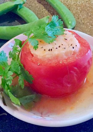 Hình của món Súp cà chua tôm lạnh cho ngày hè.