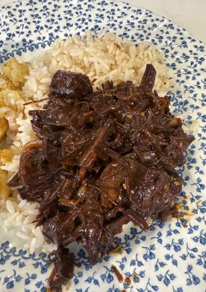 A picture of Korean style glazed beef.