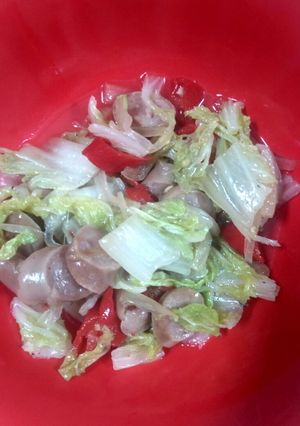 Foto resep Tumis sosis sawi putih