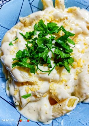 صورة لوصفة مكرونه الوايت صوص اللذيذه 😋👩‍🍳😍