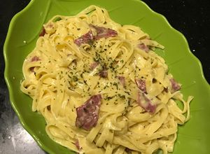 Foto resep Carbonara Fettucine with Smoked Beef