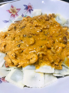 Una foto de Salsa de Pollo y Panceta ♥️