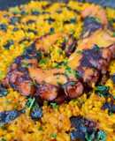 Arroz con pulpo y alga nori