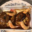Tomates noires farcies poireaux et leurs gambas sauvages
