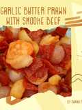 Garlic Butter Prawn with Smooke Beef