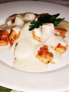 Una foto de Camarones con Salsa bechamel a la Alexito
