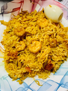 A picture of Prawn biriyani/shrimp biriyani.