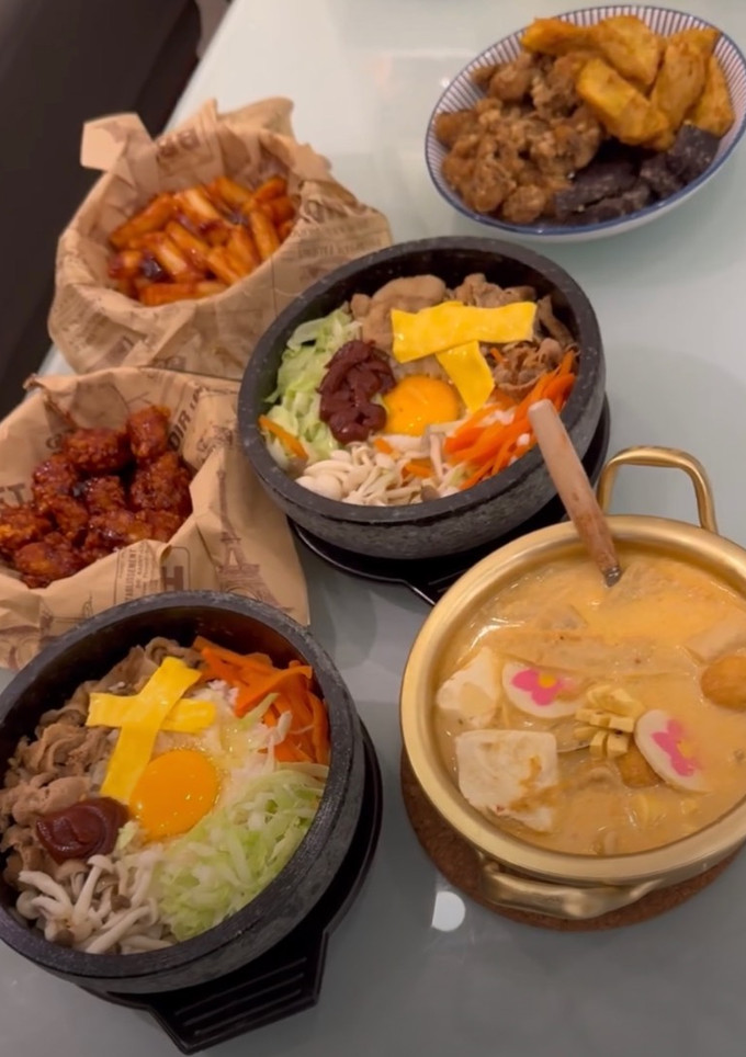 今晚歐爸來用餐：韓式拌飯/韓國炸雞(年糕)/泡菜牛奶鍋 的食譜成品照片
