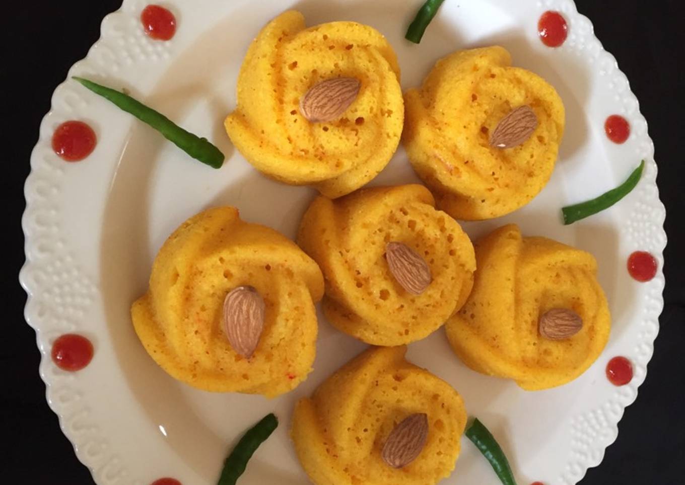 Almonds stuffed dhokla florets <br />A very healthy and delicious muffins for kids