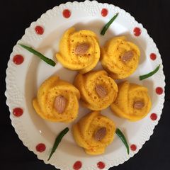 A picture of Almonds stuffed dhokla floretsA very healthy and delicious muffins for kids.