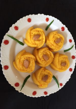 A picture of Almonds stuffed dhokla floretsA very healthy and delicious muffins for kids.