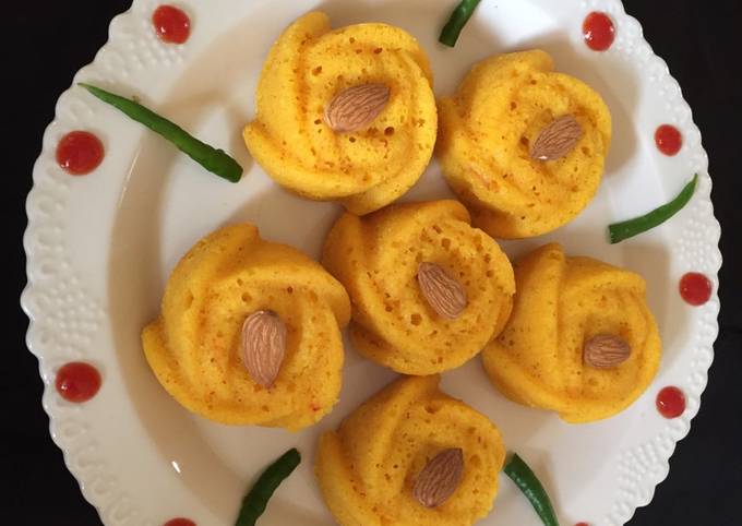 Almonds stuffed dhokla florets  A very healthy and delicious muffins for kids