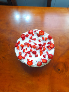 Una foto de Tarta de fresas con nata
