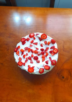 Una foto de Tarta de fresas con nata
