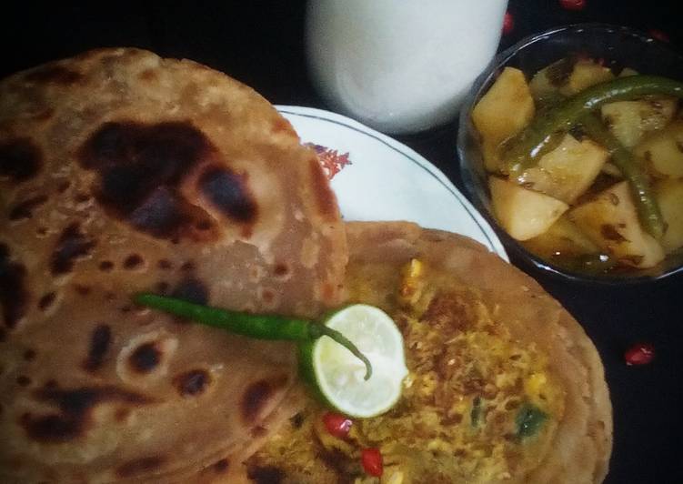 Jeera aloo,masala chaas with masala paratha