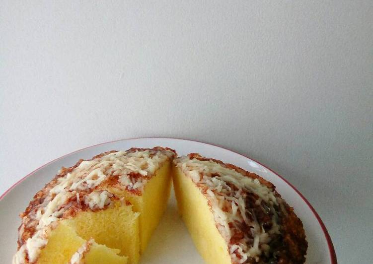 Bolu kukus bantat vanila tabur cokelat keju