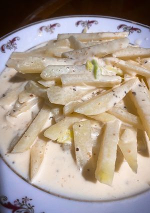 簡易料理-奶香明太子炒馬鈴薯 的食譜成品照片