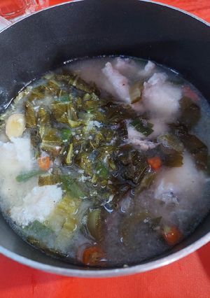 Foto resep Sop Ikan Sayur Asin (Suan Chai Yu) versi simple kuah bening