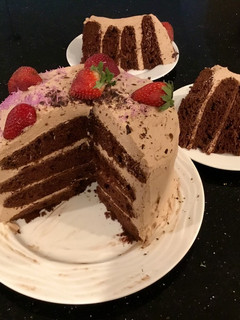 A picture of Chocolate Strawberry Cream Layer Cake.