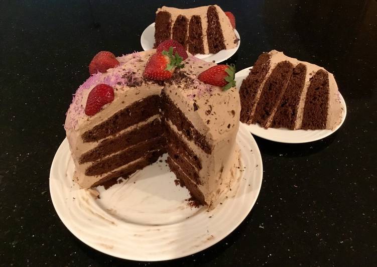 Chocolate Strawberry Cream Layer Cake