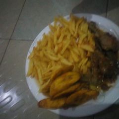 Chips, plantain with chicken pepper soup A picture of Chips, plantain with chicken pepper soup.