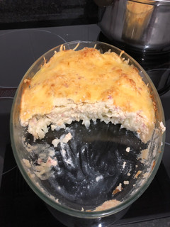 Una foto de Coliflor con bechamel de bacon gratinada