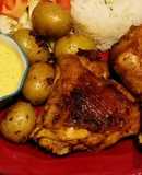 Pollo frito con ensalada