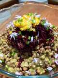 Ensalada de Lentejas, remolacha y confit de cebolla y zanahoria
