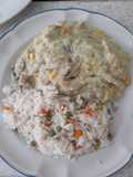Pollo con crema de verduras