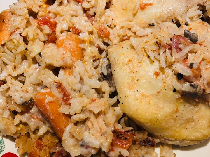 Simple Way Make Recipe Chicken, Carrot and Rice Bake that is Really Delicious, Perfect}