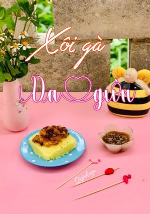 Hình của món Xôi gà da giòn.