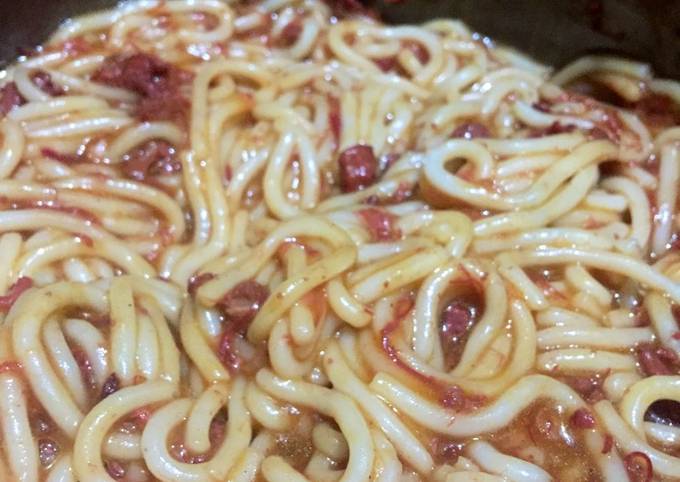 Simple Way to Make Traditional Basic Filipino Spaghetti for Breakfast Food