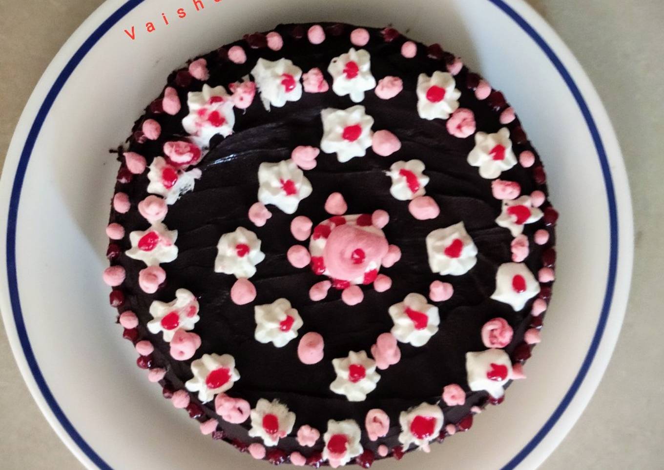 Dark Chocolate Cake with Strawberry Cream