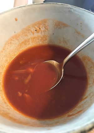 A picture of Chineese tomatensoep.