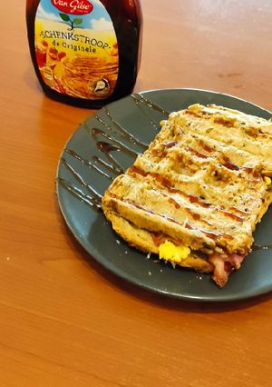 Una foto de Desayuno en waffle