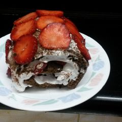 A picture of Strawberry chocolate Swiss roll.