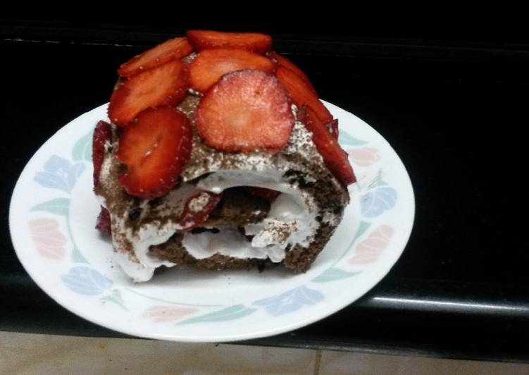 Step-by-Step Guide to Make Super Quick Homemade Strawberry chocolate Swiss roll