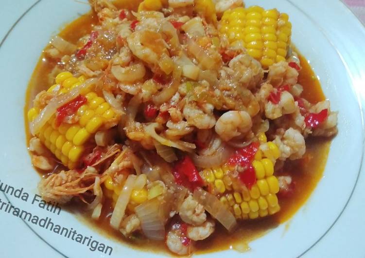 Udang Saus padang + jagung manis