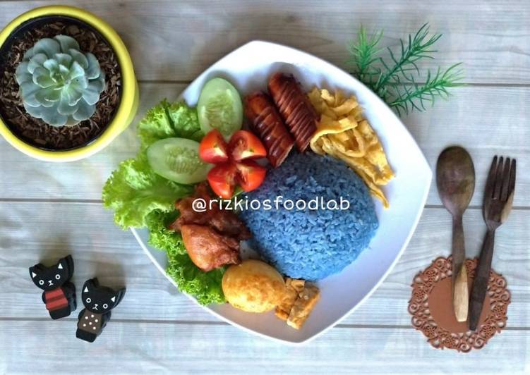 Resep Nasi biru rice cooker | Bahan Membuat Nasi biru rice cooker Yang Sedap