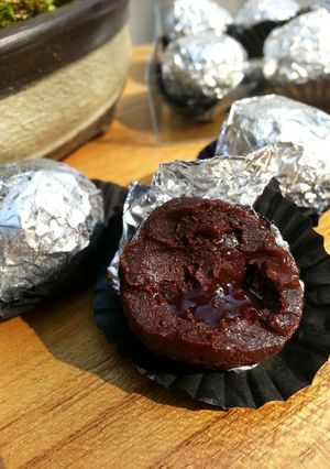 Foto resep Frozen Brownies (brownies kukus) - wt. melted strawberry filling