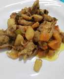 Cuarto de pollo deshuesado con zanahoria y papas