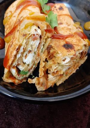 A picture of Cheesy Veggie Egg Wrap.