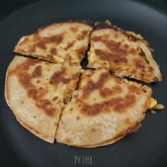 A picture of Cheesy Quesadillas using Leftovers.