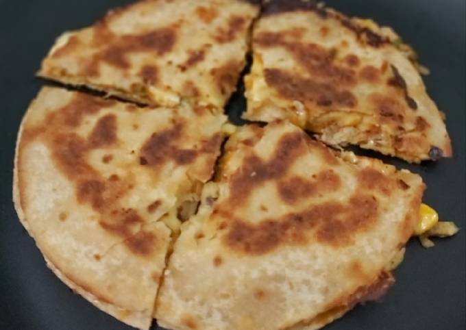 Cheesy Quesadillas using Leftovers