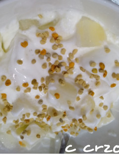 Una foto de Yogurt con melón y polen
