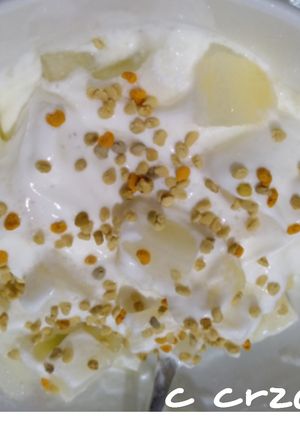 Una foto de Yogurt con melón y polen