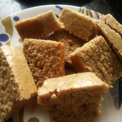 A picture of Oats jaggery gulkund cake.