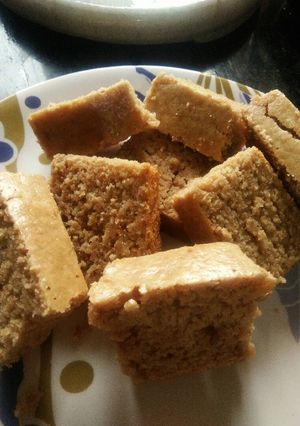 A picture of Oats jaggery gulkund cake.